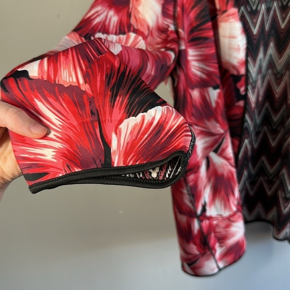 Catherines Women Plus Kimono/Cardigan Jacket Reversible Size 2X Red Pink Floral - Picture 10 of 10